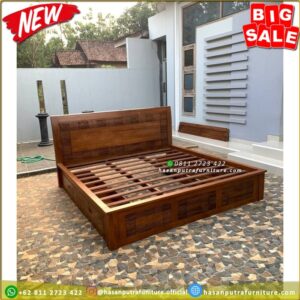 Tempat Tidur Jati Minimalis Laci 2 Dipan Jati Laci  Divan Jati Ukiran - Gambar 3