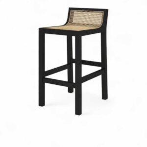 Kursi Bar Kayu Jati  Rotan  Barstool Kursi Cafe Black Jati - Gambar 2