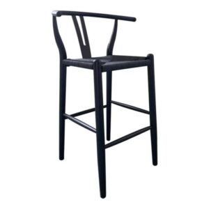 Kursi Bar Kayu Jati Anyaman Tali  Barstool  Retro  Kursi Cafe Black - Gambar 2
