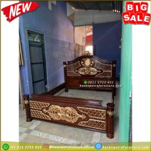 Tempat Tidur Jati 160x200 Dipan Jati Ukir Set Tempat TIdur Ukir Jati - Gambar 3