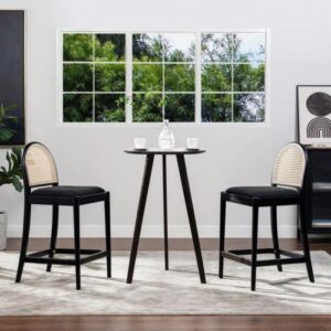 Kursi Cafe Kayu Jati  Kursi Bar Natural Black  Barstool Retro - Gambar 5