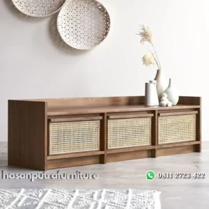 Bufet kayu jati tpk pintu rotan motif terbaru lemari tv terbaik Indonesia Furniture