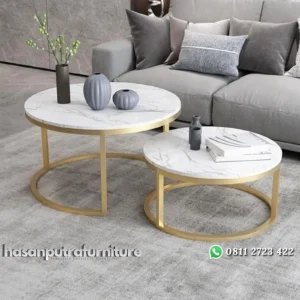 Marble coffe table terbaru besi finishing gold Indonesia Furniture