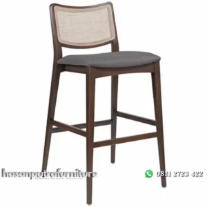 Kursi bar kayu jati dudukan busa sandaran rotan Indonesia Furniture