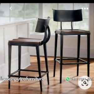 Kursi bar besi dudukan kayu jati kursi bar modern Indonesia Furniture