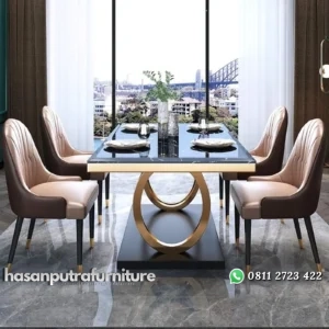 meja makan / dinning table stainless double ring modern luxury K4 Indonesia Furniture
