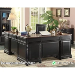 Meja kerja L kayu jati tua meja direksi klasik terbaik Indonesia Furniture