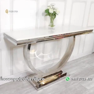 meja konsol / console table ring stainless glosy top marble premium Indonesia Furniture