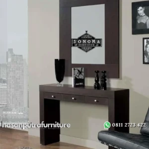 meja konsol jati minimalis + cermin ( buffet TV, meja tamu, meja ukir) Indonesia Furniture