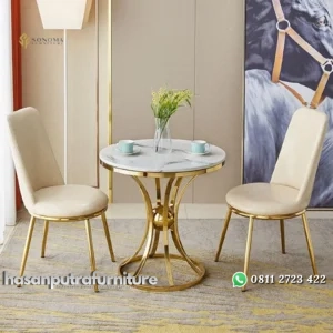 kursi teras luxury stainless gold top marble 1 set Indonesia Furniture