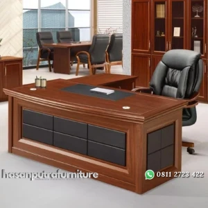 Meja kerja leter L meja kantor kayu jati terbaik Indonesia Furniture