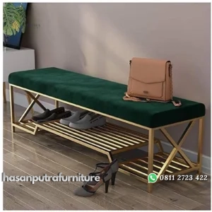 bench sepatu / bangku sepatu besi gold premium mode Indonesia Furniture