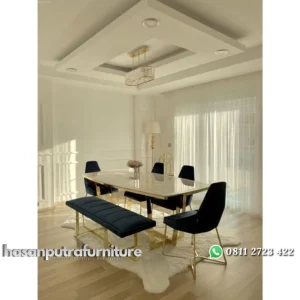 meja makan / dinning table new model premium stainless top marble Indonesia Furniture