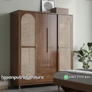DP custom order almari pakaian kayu jati kombinasi rotan (pesanan pribadi) Indonesia Furniture