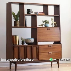 Partisi kayu jati terbaik rak buku terbaru modern Indonesia Furniture
