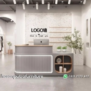 Meja resepsionis kayu jati terbaik meja besar terbaru Indonesia Furniture