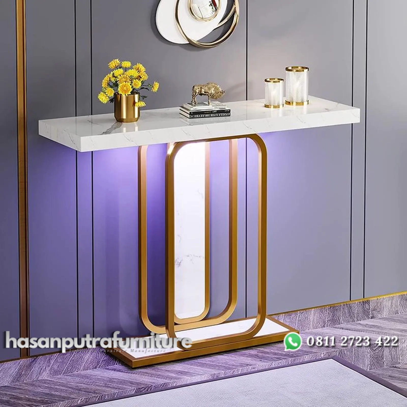 meja konsul / console table besi gold top motif marble Indonesia Furniture 1 meja konsul / console table besi gold top motif marble Indonesia Furniture