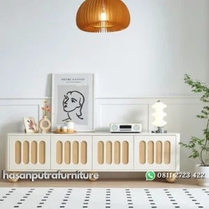 Credenza tv modern finishing duco kombinasi natural bufet tv elegan Indonesia Furniture