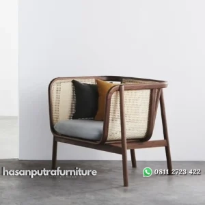 Kursi santai terbaru kayu jati kombinasi rotan alami full bantalan Indonesia Furniture