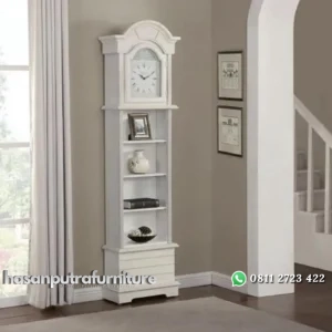 Lemari jam minimalis dengan rak buku almari jam elegan Indonesia Furniture