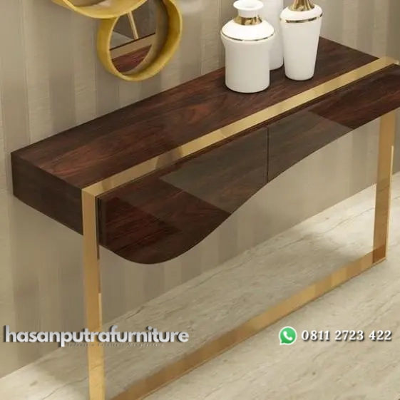 meja konsul / console table stainless mix take wood modern luxury Indonesia Furniture 2 meja konsul / console table stainless mix take wood modern luxury Indonesia Furniture - Gambar 2