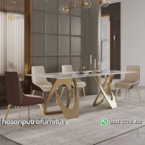 meja makan / dinning table stainless gold hairline modern luxury Indonesia Furniture