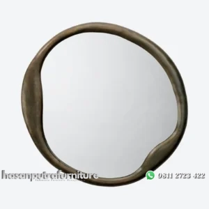 Figura cermin bundar kayu jati Indonesia Furniture