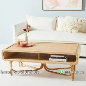 Meja tamu retro rotan alami meja sofa indoor terbaik Indonesia Furniture