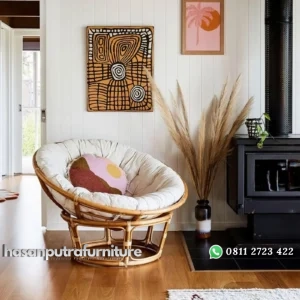 Kursi santai unik rotan alami bantalan empuk Indonesia Furniture