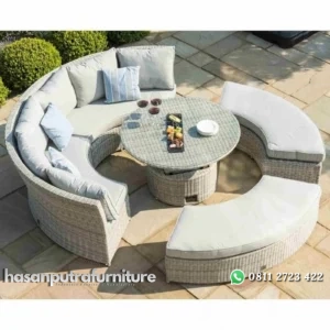 Sofa jumbo outdoor dengan bantalan set sofa rotan sintetis terbaru Indonesia Furniture