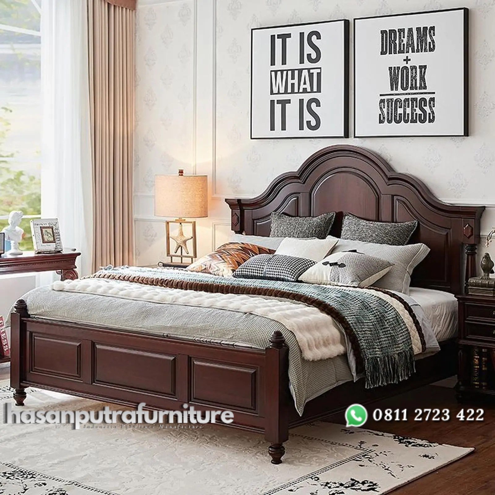 Tempat tidur klasik terbaru mewah dipan kayu jati solid Indonesia Furniture 1 Tempat tidur klasik terbaru mewah dipan kayu jati solid Indonesia Furniture