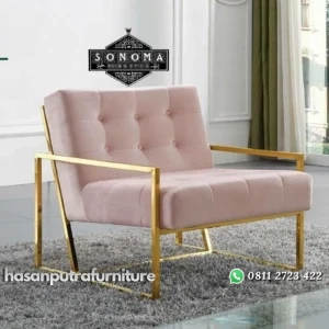 sofa single stainless gold glosy ( kursi stainless, nakas stainless ) Indonesia Furniture