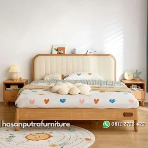 Tempat tidur kayu jati simple dipan jok kekinian Indonesia Furniture