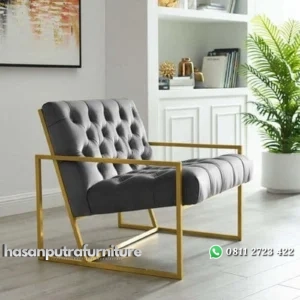 Kursi santai rangka besi finishing gold dudukan busa tebal Indonesia Furniture
