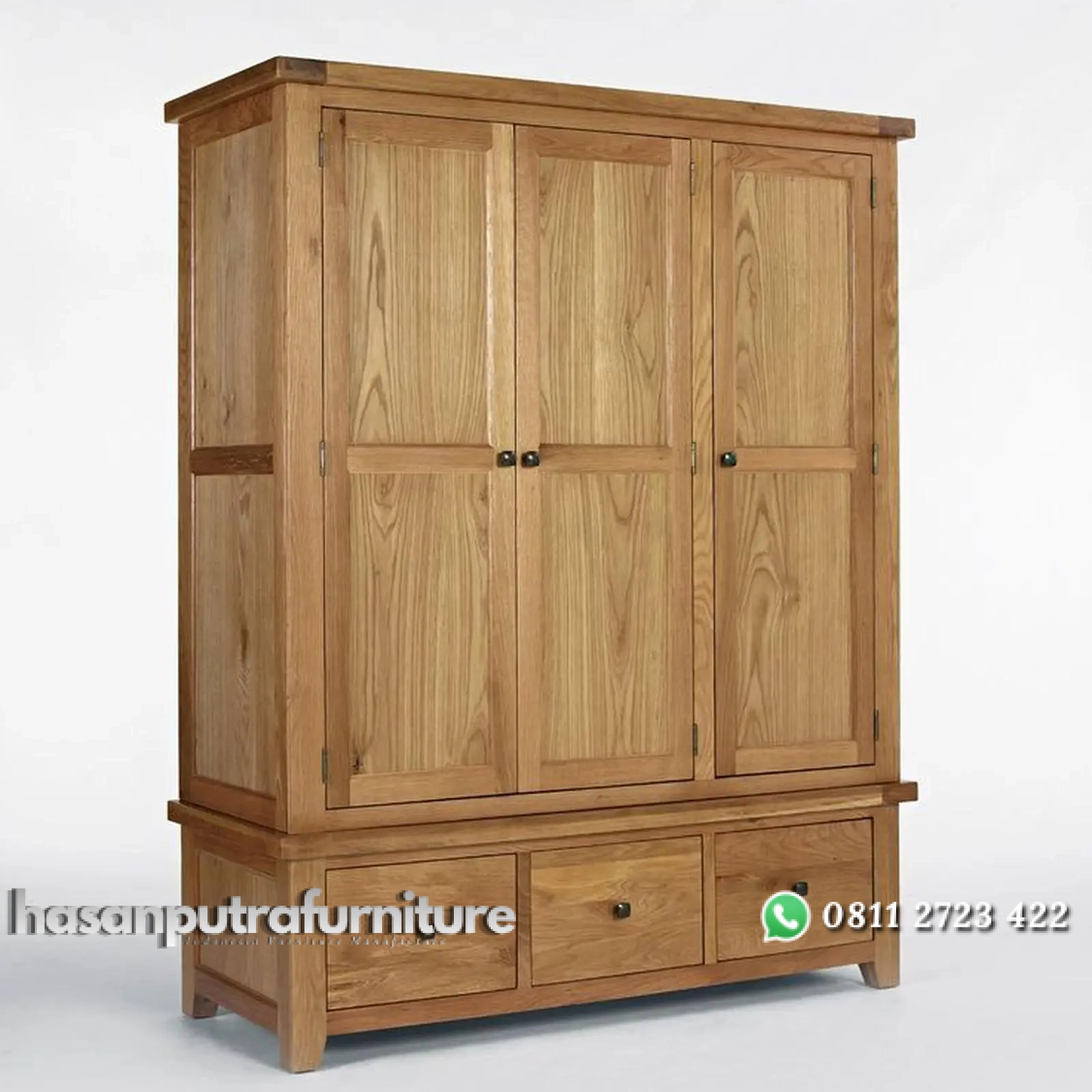Lemari pakaian pintu 3 kayu jati finishing blecing Indonesia Furniture 1 Lemari pakaian pintu 3 kayu jati finishing blecing Indonesia Furniture