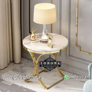 side table stainless gold marmer carara (meja tamu, kursi jati, nakas) Indonesia Furniture