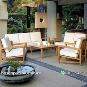 Kursi tamu santai kayu jati busa bantalan tebal Indonesia Furniture