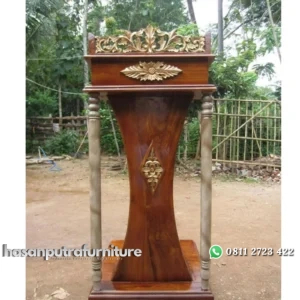 Mimbar podium terbaru kayu jati finishing kombinasi duco marmer Indonesia Furniture