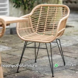 Kursi cafe rotan kaki besi kursi makan rotan alami Indonesia Furniture