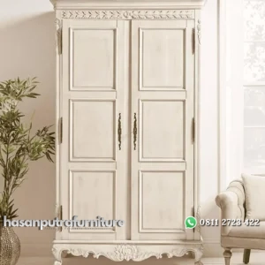 Almari pakaian klasik finishing duco putih lemari pintu 2 Indonesia Furniture