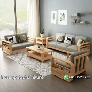 Set kursi tamu modern finishing blecing kursi tamu full bantalan Indonesia Furniture
