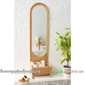 Cermin pajangan full rotan alami Indonesia Furniture