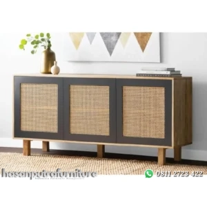 Bufet tv terbaru kombinasi rotan alami bufet terlaris Indonesia Furniture
