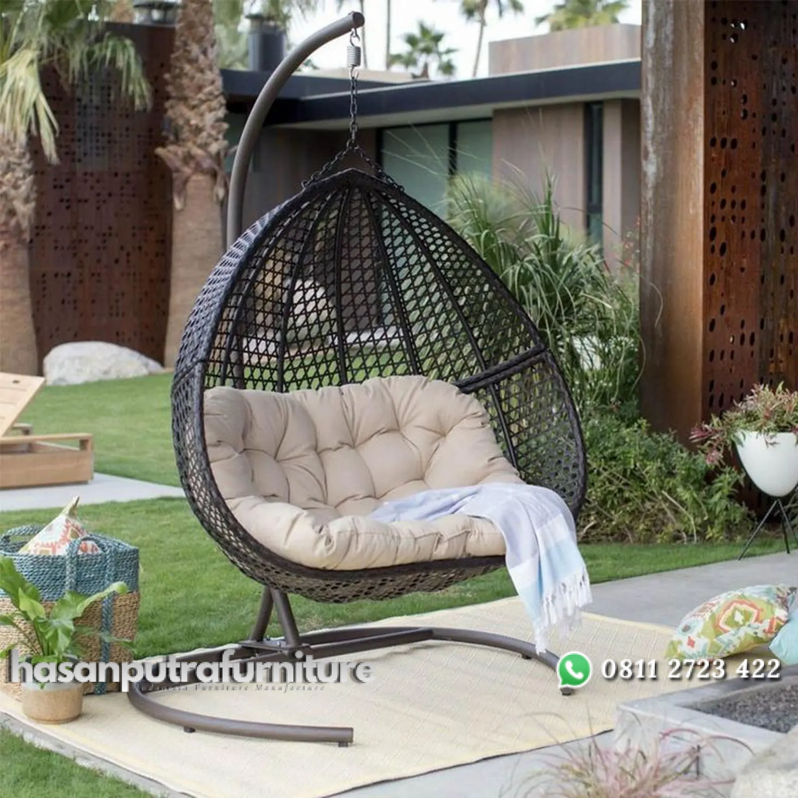 Ayunan rotan dudukan busa terbaik ayunan modern Indonesia Furniture 1 Ayunan rotan dudukan busa terbaik ayunan modern Indonesia Furniture