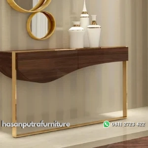 meja konsul / console table stainless mix take wood modern luxury Indonesia Furniture