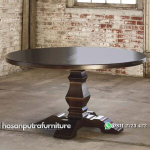 Meja Makan Bulat Kayu JH-ID 027 Hasan Putra Furniture Jepara - Indonesia Furniture