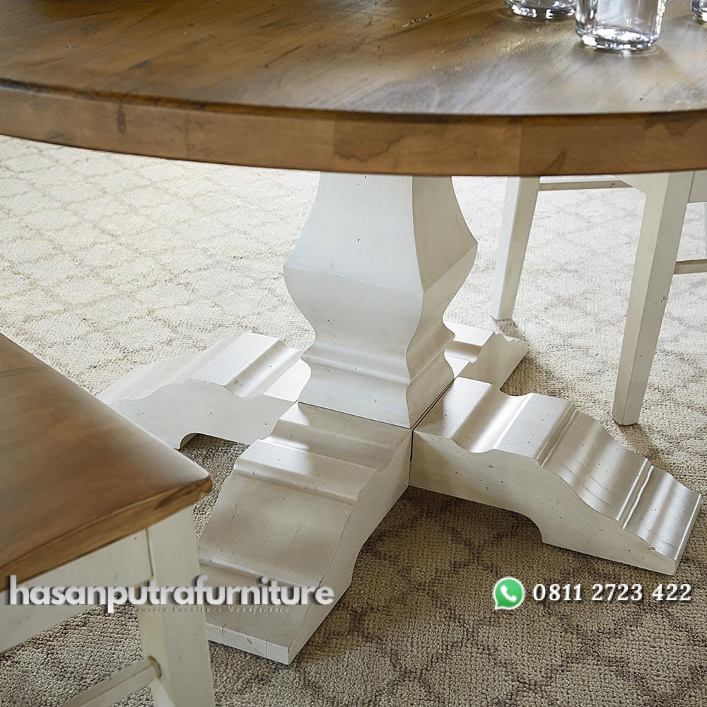 Set Meja Makan Putih Bundar Hasan Putra Furniture Jepara - Indonesia Furniture 3 Set Meja Makan Putih Bundar Hasan Putra Furniture Jepara - Indonesia Furniture - Gambar 3