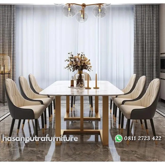 Set kursi makan kaki besi terbaik meja makan marmer mewah Indonesia Furniture 2 Set kursi makan kaki besi terbaik meja makan marmer mewah Indonesia Furniture - Gambar 2