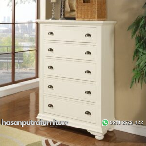 Nakas Jumbo 5 Laci “Putih” Cessy Hasan Putra Furniture Jepara - Indonesia Furniture