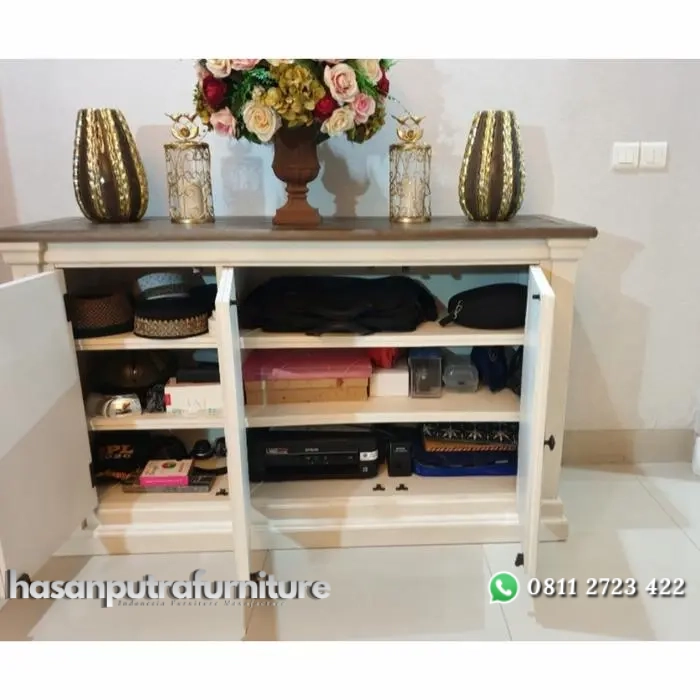 Bufet custom finishing broken white top natural (pesanan pribadi) Indonesia Furniture 2 Bufet custom finishing broken white top natural (pesanan pribadi) Indonesia Furniture - Gambar 2